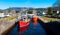 Boats in a Caledonian Canal Locks Royalty Free Stock Photo