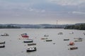 Zemun Quay Zemunski Kej in Belgrade, Serbia, on the Danube river, seen in autumn, during a cloudy afternoon.