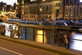 Boats canal bicycles night amsterdam holland Royalty Free Stock Photo