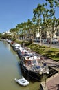 Boats on canal at Narbonne in France Royalty Free Stock Photo