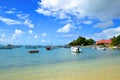 Boats in Cap Malheureux, Mauritius island. Royalty Free Stock Photo