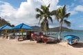 Boats at the caribbean beach in puerto lindo panama