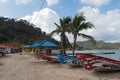 Boats at the caribbean beach in puerto lindo panama