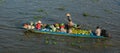 Boats carrying fruits on the river in Thap, Vietnam