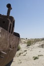 Boats cemetary in Aral Sea area Royalty Free Stock Photo