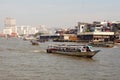 Boats on the Chao Phraya River in Bangkok, Thailand