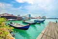 Boats at the Chew Jetty which is one of the UNESCO World Heritage Site in Penang. Royalty Free Stock Photo