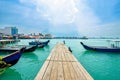 Boats at the Chew Jetty which is one of the UNESCO World Heritage Site in Penang. Royalty Free Stock Photo