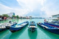 Boats at the Chew Jetty which is one of the UNESCO World Heritage Site in Penang. Royalty Free Stock Photo