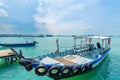 Boats at the Chew Jetty which is one of the UNESCO World Heritage Site in Penang. Royalty Free Stock Photo