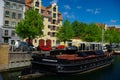 Boats in Christianshavn Canal in Copenhagen, Denmark Royalty Free Stock Photo