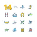 Boats - colorful thin line design icons set Royalty Free Stock Photo