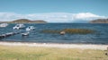 Boats in Copacabana, Bolivia Royalty Free Stock Photo