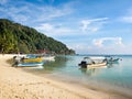 Boats in Coral Bay Beach, Pulau Perhentian, Malaysia Royalty Free Stock Photo