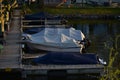 Boats covered in Wannsee lake in Wannsee Berlin Germany