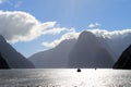 Boats cruising in Milford sound