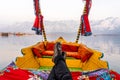 The boats in Dal lake near the center of Srinagar during winter after sunset  , Srinagar , Kashmir , India Royalty Free Stock Photo