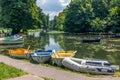 Boats on the Dam in The Rai park, High Wycombe