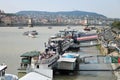 Boats at Danube river in Budapest, Hungary