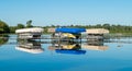 Boats docked on a beautiful lake in Minnesota