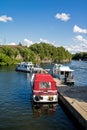 Boats Docked Below Lock 34 At Fenelon Falls, Ontario Royalty Free Stock Photo