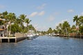 Boats docked on canal Royalty Free Stock Photo