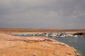 Boats docked at the floating antelope point marina in arizona