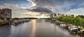 Boats docked in a harbor along the Cocohatchee River in Bonita Springs Royalty Free Stock Photo