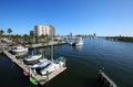 Boats docked at a local marina along Fort Lauderdale Beach, Florida, USA. Royalty Free Stock Photo