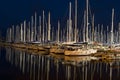 Boats docked in Marina at Night Royalty Free Stock Photo