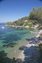 Boats docked near Patoma Beach, near Villefranche sur Mer, French Riviera, France