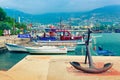 Boats docked at the pier of Alanya harbour