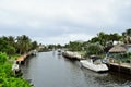 Serene water way in Lighthouse Point Florida in Winter Royalty Free Stock Photo