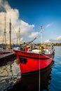 Boats docked at Skeppsholmen, in Norrmalm, Stockholm, Sweden. Royalty Free Stock Photo