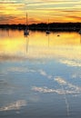 Boats docked at sunset hdr Royalty Free Stock Photo