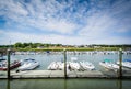 Boats docked in Wellfleet, Cape Cod, Massachusetts.