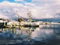 The boats docked at the wharf in hyannis Royalty Free Stock Photo