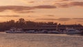 Boats Docked at the Yacht Club on the background of the cityscape