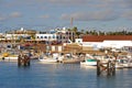 Boats docking at Corralejo marina port harbour at Fuerteventura, Spain Royalty Free Stock Photo