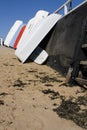 Boats drying in harbour Royalty Free Stock Photo