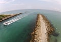 Boats entering waterways through inlet