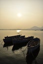 Boats at fatehsagar lake, Udaipur, Rajasthan Royalty Free Stock Photo