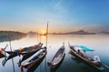 Boats fisherman beautiful in morning time seascape.