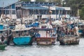 Boats fishing in the famous harbor of Negombo Royalty Free Stock Photo