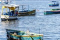 Boats Fishing boats Fishermen Sunny day Sea and mountain Blue sea Sea and trees