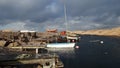 Boats on the fishing harbor on the ocean coast in southern Sweden Royalty Free Stock Photo