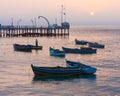 Fishing boats at pier in Chorrillos, Peru