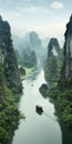 Boats Floating Through Green Scenery: A Majestic Journey