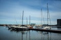 Sunny but still frozen day in the tourist harbor of Constanta