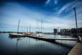 Sunny but still frozen day in the tourist harbor of Constanta